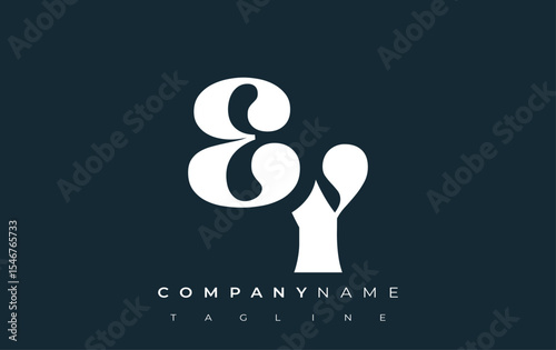 EY Creative Abstract Typography Logo Design. Elegant logo combining bold typography and creative shapes, ideal for branding and identity solutions.
