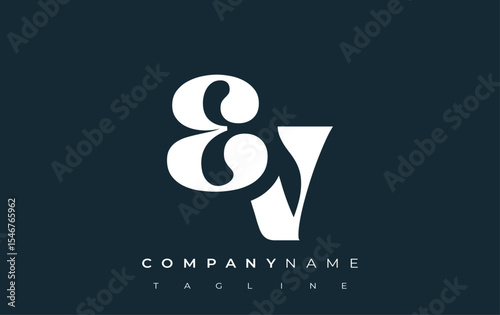 EV Creative Abstract Typography Logo Design. Elegant logo combining bold typography and creative shapes, ideal for branding and identity solutions.