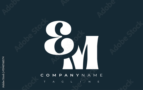 EM Creative Abstract Typography Logo Design. Elegant logo combining bold typography and creative shapes, ideal for branding and identity solutions.