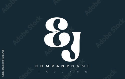 EJ Creative Abstract Typography Logo Design. Elegant logo combining bold typography and creative shapes, ideal for branding and identity solutions.