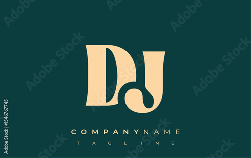 DJ Creative Abstract Typography Logo Design. Elegant logo combining bold typography and creative shapes, ideal for branding and identity solutions.