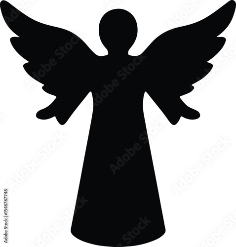 Silhouette angel with wings heavenly spirit faith hope Vector Illustration