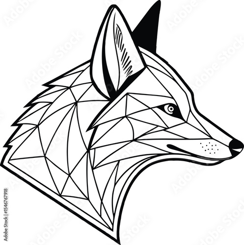 Geometric Wolf Head Design Low Poly Animal Profile for Branding and Logo Design