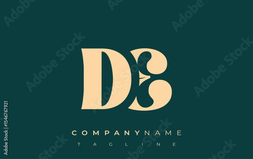 DE Creative Abstract Typography Logo Design. Elegant logo combining bold typography and creative shapes, ideal for branding and identity solutions.