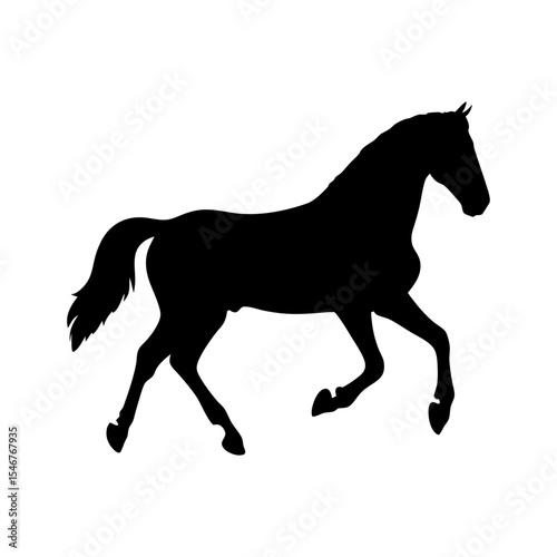 Black silhouette of horse jumping on white background vector illustration