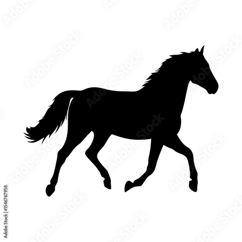 Black silhouette of horse galloping on white background vector illustration