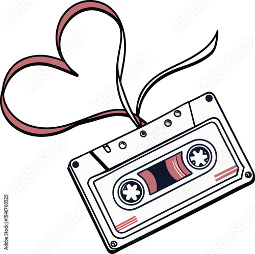 Romantic Cassette Tape Design Perfect for Branding Music Nostalgia and Vintage Aesthetic Love Theme