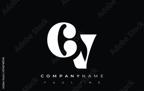 CV Creative Abstract Typography Logo Design. Elegant logo combining bold typography and creative shapes, ideal for branding and identity solutions.