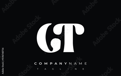 CT Creative Abstract Typography Logo Design. Elegant logo combining bold typography and creative shapes, ideal for branding and identity solutions.