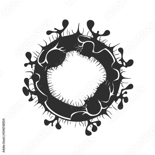 Virus Cell Silhouette Illustration. Microbiology And Infection Concept Isolated Vector Illustration