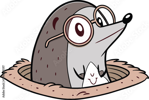 Mole Character Design Wearing Glasses Perfect for Branding Logos and Mascot Illustrations