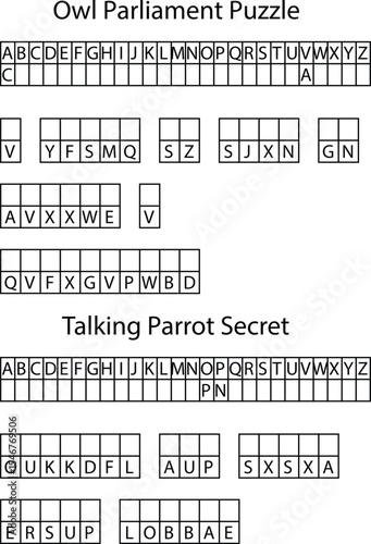 Owl Parliament Puzzleand Talking Parrot Secret Letter Grids Alphabetical Cryptic Word Games