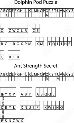 Alphabet Letter Grid Puzzle Two Sections Dolphin Ant Themes letters game