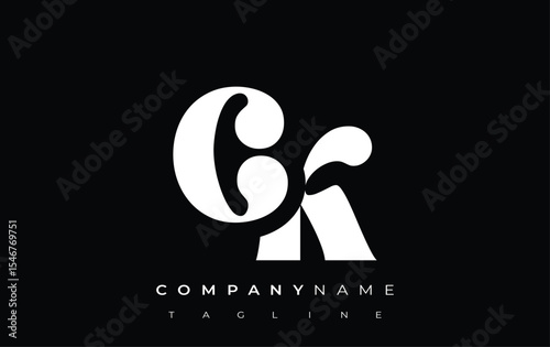 CK Creative Abstract Typography Logo Design. Elegant logo combining bold typography and creative shapes, ideal for branding and identity solutions.