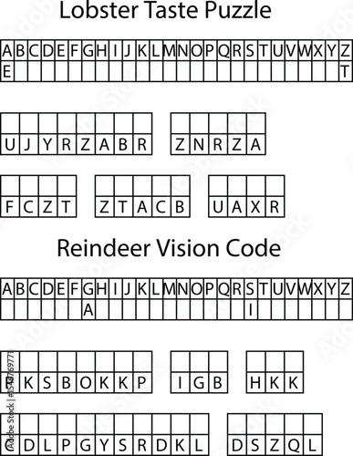 Alphabet Letter Grid Puzzle Lobster Taste Reindeer Vision Code letters game