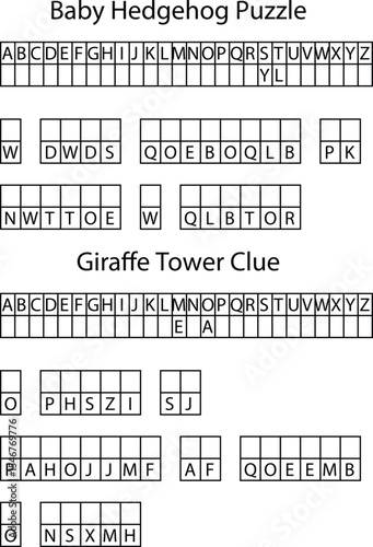 Baby Hedgehog and Giraffe Tower Alphabet Puzzles Grids letter game