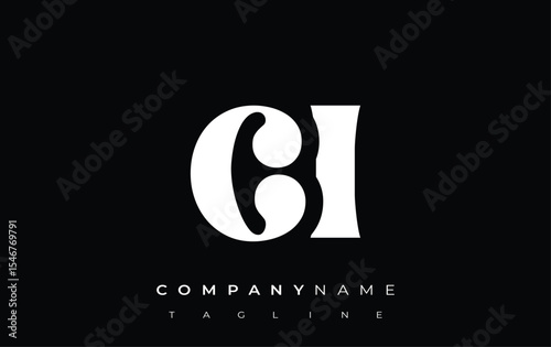CI Creative Abstract Typography Logo Design. Elegant logo combining bold typography and creative shapes, ideal for branding and identity solutions.