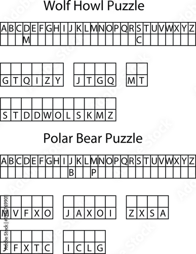 Wolf Howl Polar Bear Letter Grid Puzzles Alphabet Games letters