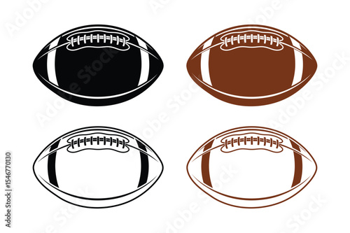 American football ball vector set with white background 