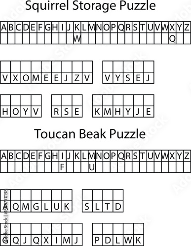 Alphabet Letter Grid Puzzles Squirrel Toucan Storage Beak Word Games letters