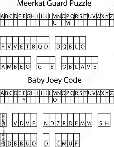 Meerkat Guard Puzzleand Baby Joey Code Letter Grids Alphabetical Puzzles letters