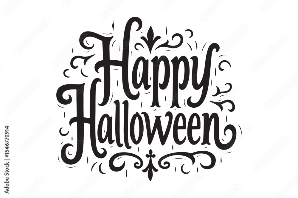 Happy Halloween Lettering Design Spooky Vector Clipart Typography Art Happy Halloween Lettering Design Spooky Vector Clipart Typography Art