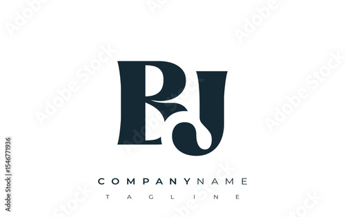 BJ Creative Abstract Typography Logo Design. Elegant logo combining bold typography and creative shapes, ideal for branding and identity solutions.