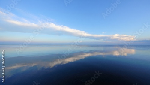 Calm Sea Reflecting Cloudscape at Dawn free beach background Seascape