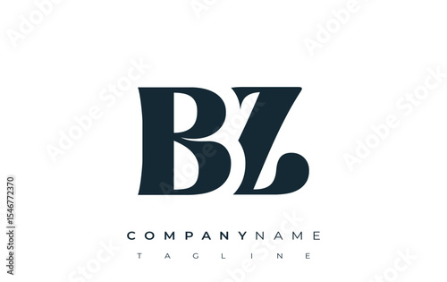 BZ Creative Abstract Typography Logo Design. Elegant logo combining bold typography and creative shapes, ideal for branding and identity solutions.