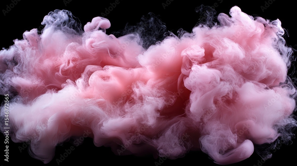 Fototapeta premium A stunning display of pink smoke swirling against a dark background creates a dream-like atmosphere, symbolizing creativity and abstract concepts in visual art.