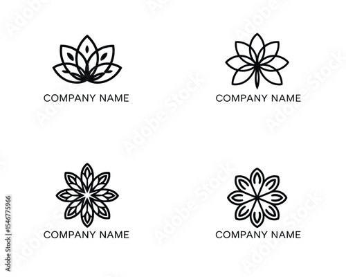 Abstract Floral Wellness Logo Set – 4 Elegant Vector Designs in Calming Tones for Spa, Beauty, and Eco Brands