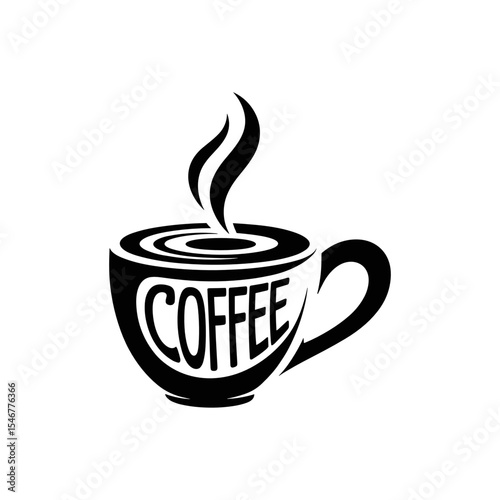Coffee Cup Graphic: A steaming cup of coffee, its aroma swirling gently upwards, invites a moment of warmth and invigoration. The sleek, monochrome design, a celebration of simple, bold elegance.