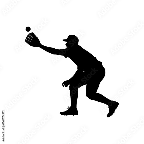 Baseball Silhouette: Capturing the dynamic essence of America's favorite pastime, a baseball player in silhouette gracefully reaches for the ball.