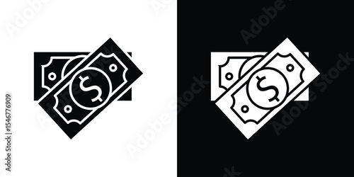 Dollar notes icon of a flat style vector