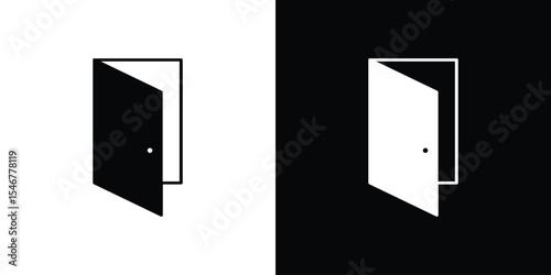 Door open icon of a flat style vector
