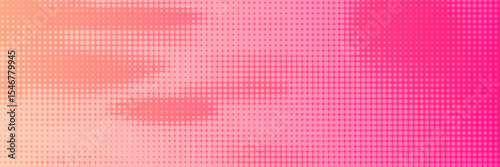 Pink orange polka dots gradient halftone background. Pop art cartoon dot texture with comic graphic design, Horizontal abstract pattern wall for cover digital technology