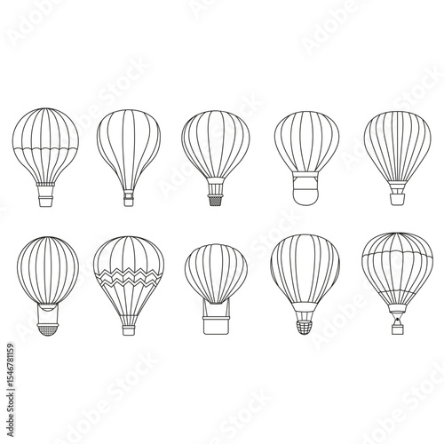 Air balloon vector icon set. aerostat illustration sign collection. Ballon logo. Air balloons web icons.
