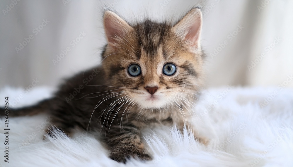 adorable kitten posing on soft white fur a sweet and innocent pet portrait