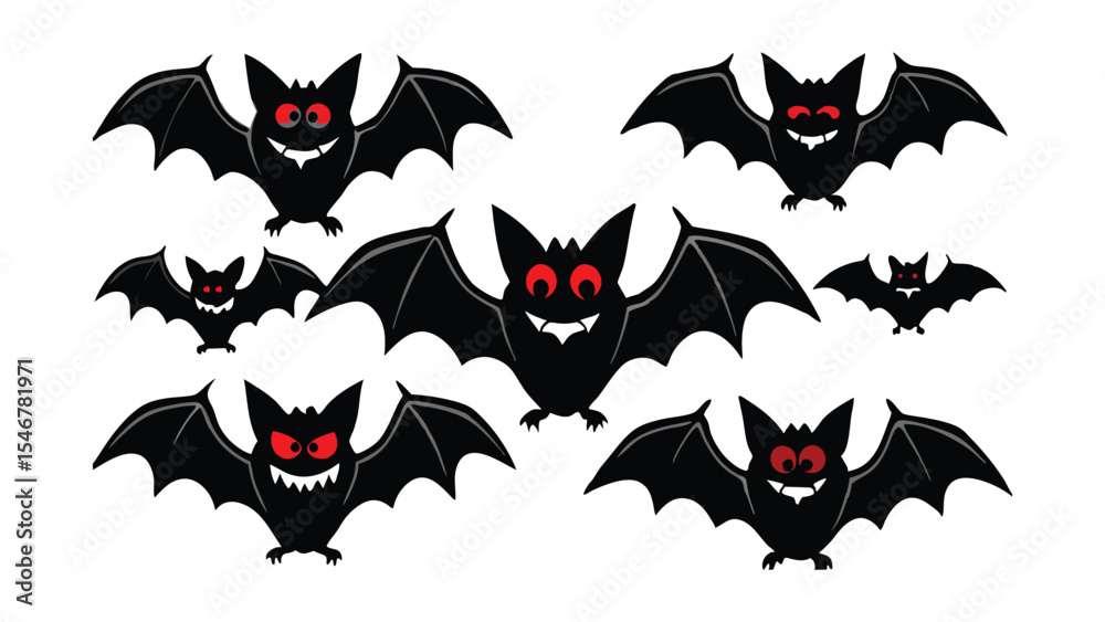 Naklejka premium Spooky Bat Silhouettes: Versatile Halloween Graphics Collection