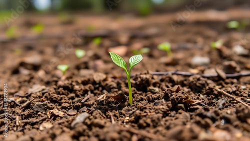 Seedling Emerging from Rich Earth — Macro Nature Shot