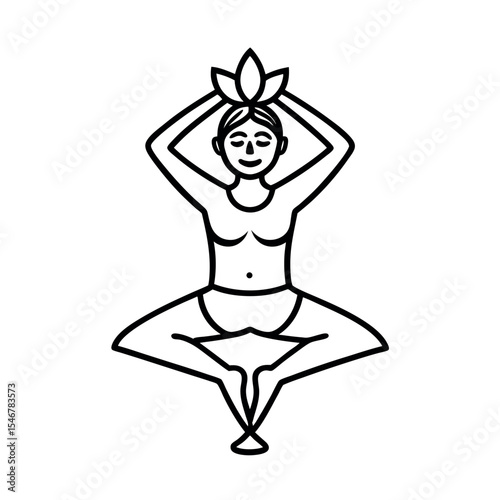Balance Life Yoga Pose Line Art Design