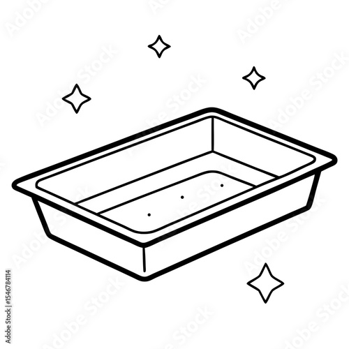 Clean baking tray with straight lines and sparkling accents  
