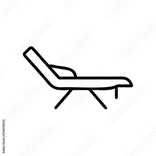 Line Art Illustration of a Reclining Chair with Headrest Simple Hadmade Design chaise