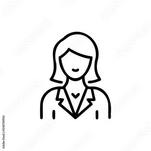 Outline Icon Woman Short Hair Business Suit Jacket female girl