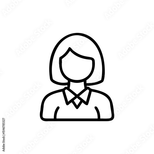 Line art icon woman bob haircut shirt collar female avatar profile person girl