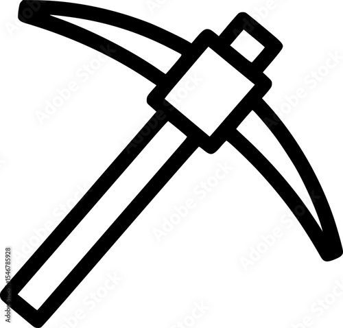 Vector pickaxe icon in minimal style
