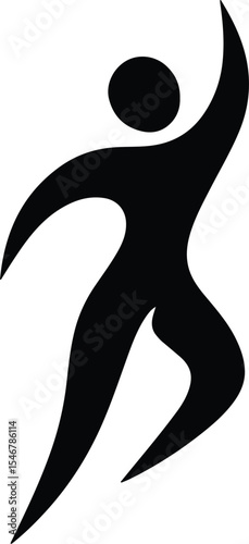 Silhouette celebrating success stylized human figure achieving victory Vector Illustration