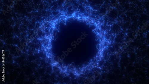 фотографія Radiant electric-blue energy portal swirling inward with symmetrical light stran