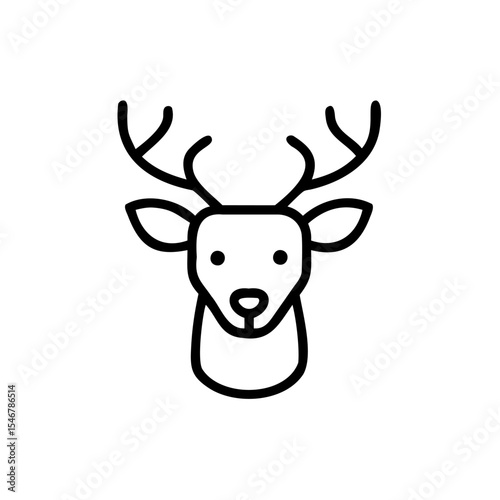Simple Line Art Deer Head Icon Handmade Design Element antlers animal