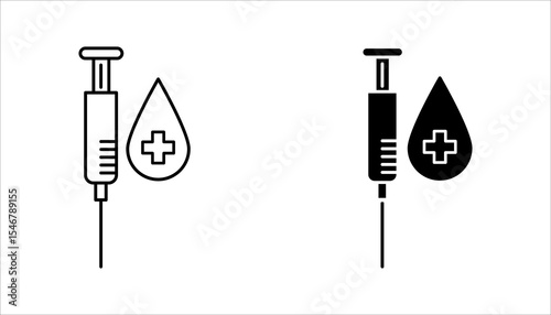 Icon  set.Drill Blood. related to Blood Donation symbol. long shadow style. simple design editable. simple illustration
